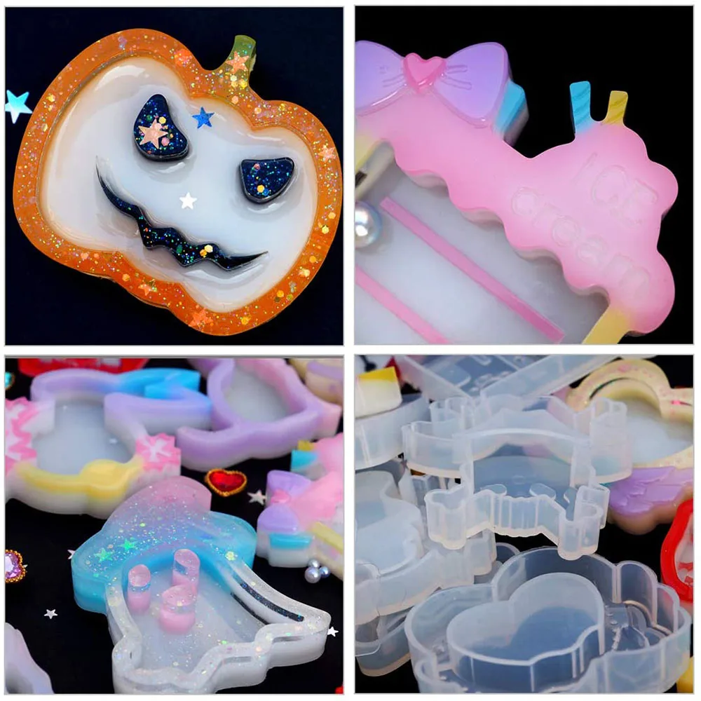 

12 styles Shaker Quicksand Resin Casting Silicone Molds Pumpkin Unicorn Shape DIY Craft Keychain Handmade Pendant Project Deco
