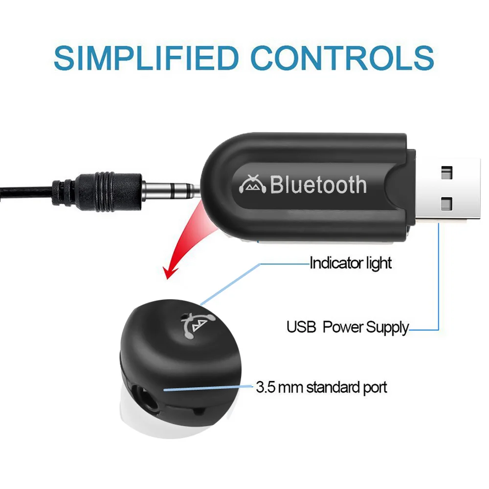 USB Power Bluetooth 5 0 автомобильный комплект беспроводной музыкальный стерео разъем 3 мм