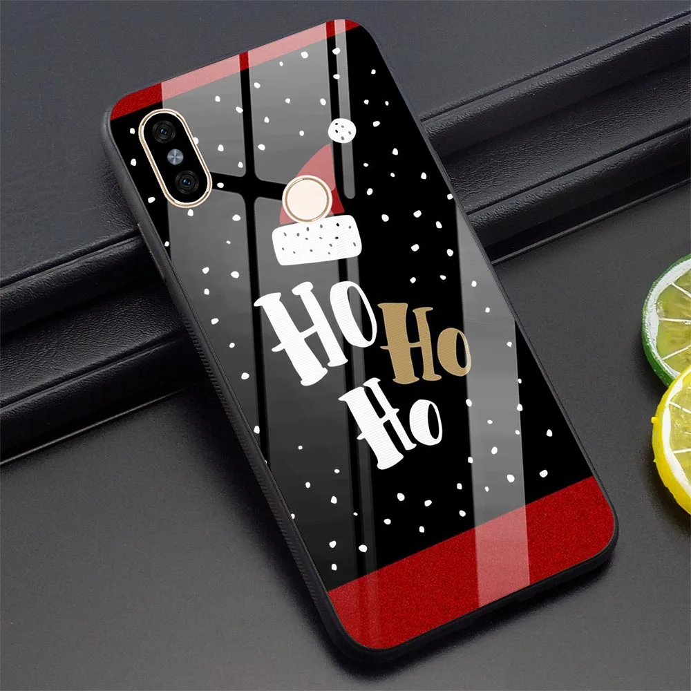 K3015608 Новогодний чехол для телефона Xiao mi Pocophone F1 Note 5 6 7 Pro Red mi 4X 6A mi A1 A2 8 Lite 9 из закаленного стекла - Цвет: K3015608