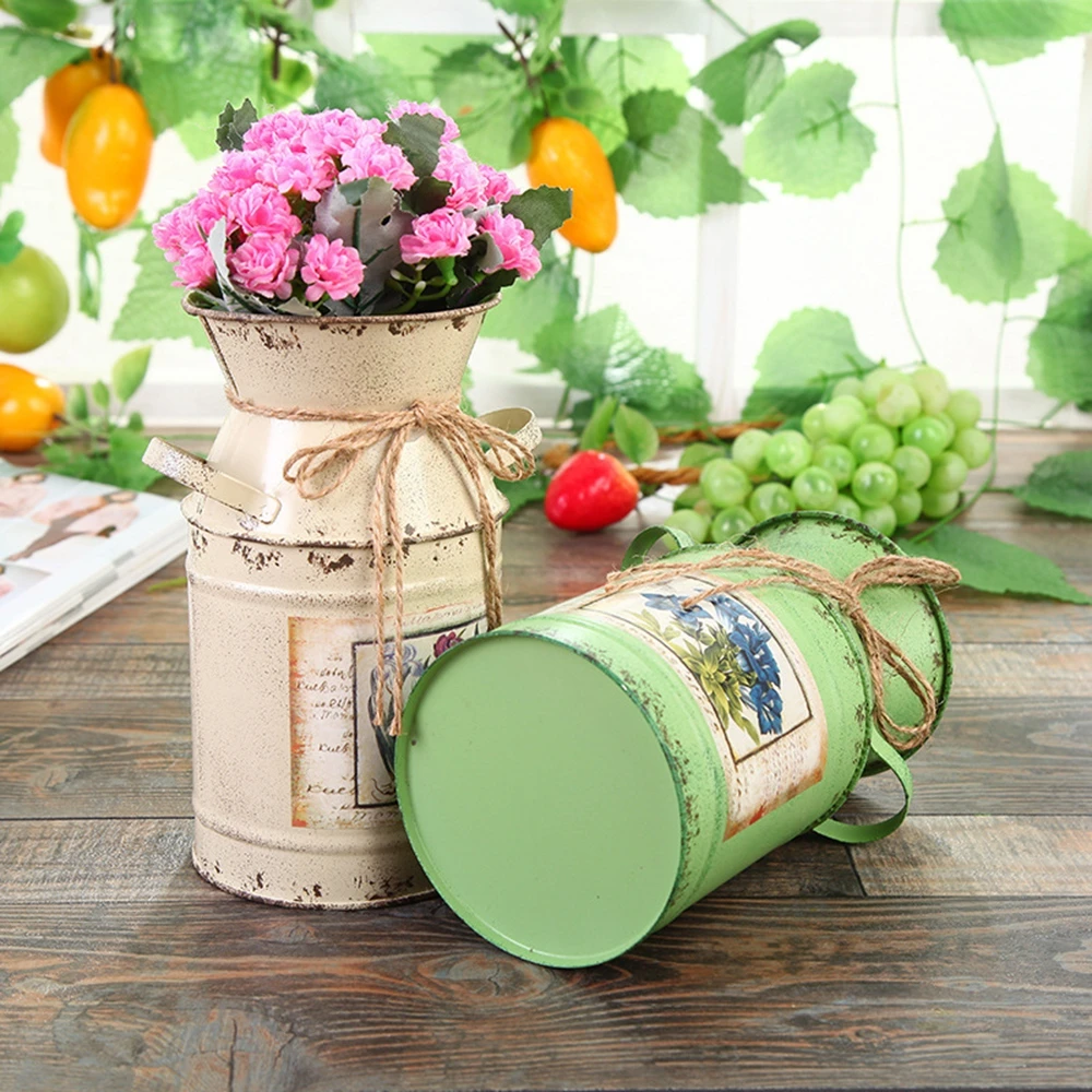 Садовые растения железное ведро дома декоративные горшки композиция ремесла
