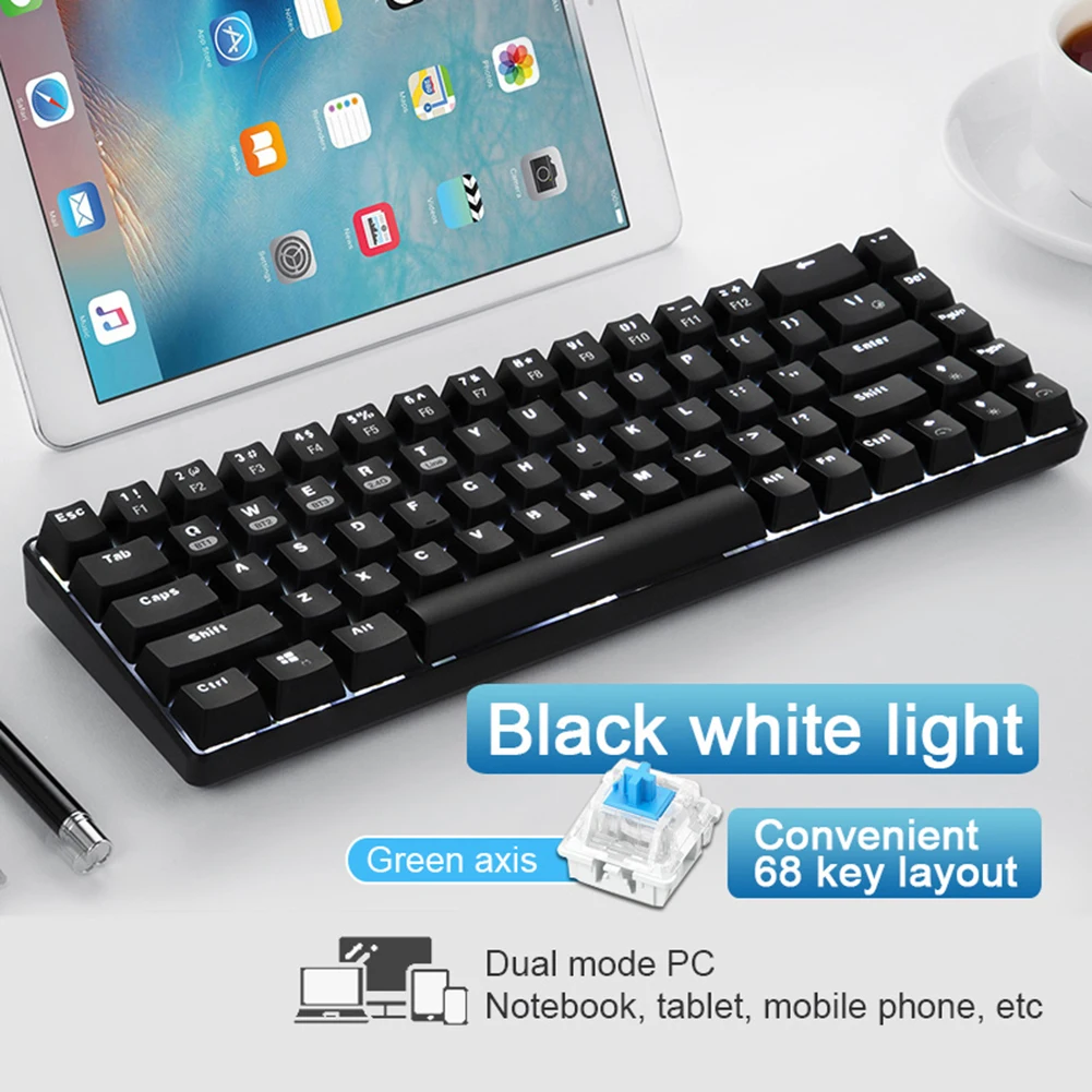 

New Mechanical Keyboard 68-Key Multi Device 3 Mode Bluetooth + 2.4GHz Wireless + Wired Keyboard for Desktop Laptop Computer PC