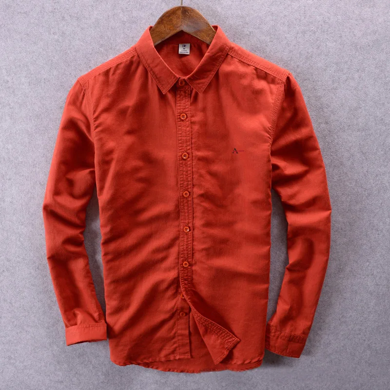 

2020 reserva aramy Summer New Casual Shirts Men Breathable 100% Pure Linen Fashiom Long sleeve male camisate