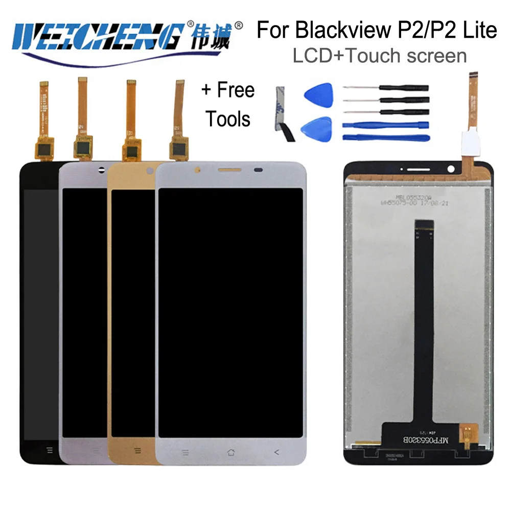 WEICHENG для Blackview P2 ЖК-дисплей+ TP кодирующий преобразователь сенсорного экрана в сборе 5," протестированная ЖК-панель дигитайзера для P2 Lite