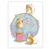mice embroider cross stitch kits mouse package 18ct 14ct 11ct cloth silk cotton thread embroidery diy handmade needlework