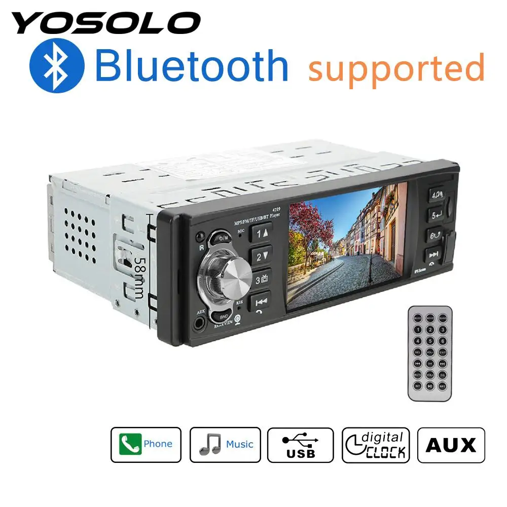 

MP5-плеер с поддержкой Bluetooth 4,2, автозапчасти, автомобильный радиоприемник 1 Din с функцией быстрой зарядки и поддержкой TF и USB, 4,1 дюйма, ISO, диста...