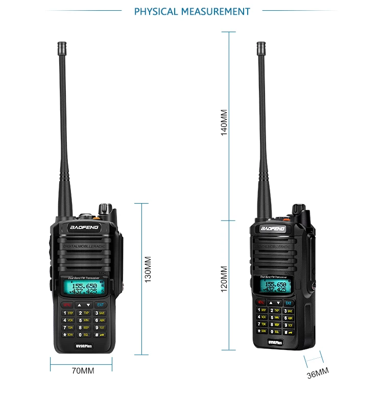 Новинка 2 шт 25 км 10 Вт BaoFeng UV-9R плюс высокая мощность двухстороннее радио VHF UHF портативное cb радио Водонепроницаемая рация uv 9R plus