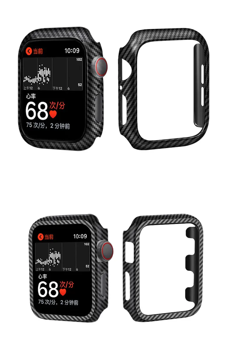 Чехол из углеродного волокна для Apple Watch 4, 5, 3, iWatch, ремешок 42 мм, 38 мм, 44 мм, 40 мм, защитный бампер, ультра тонкие линии, ремешок для часов