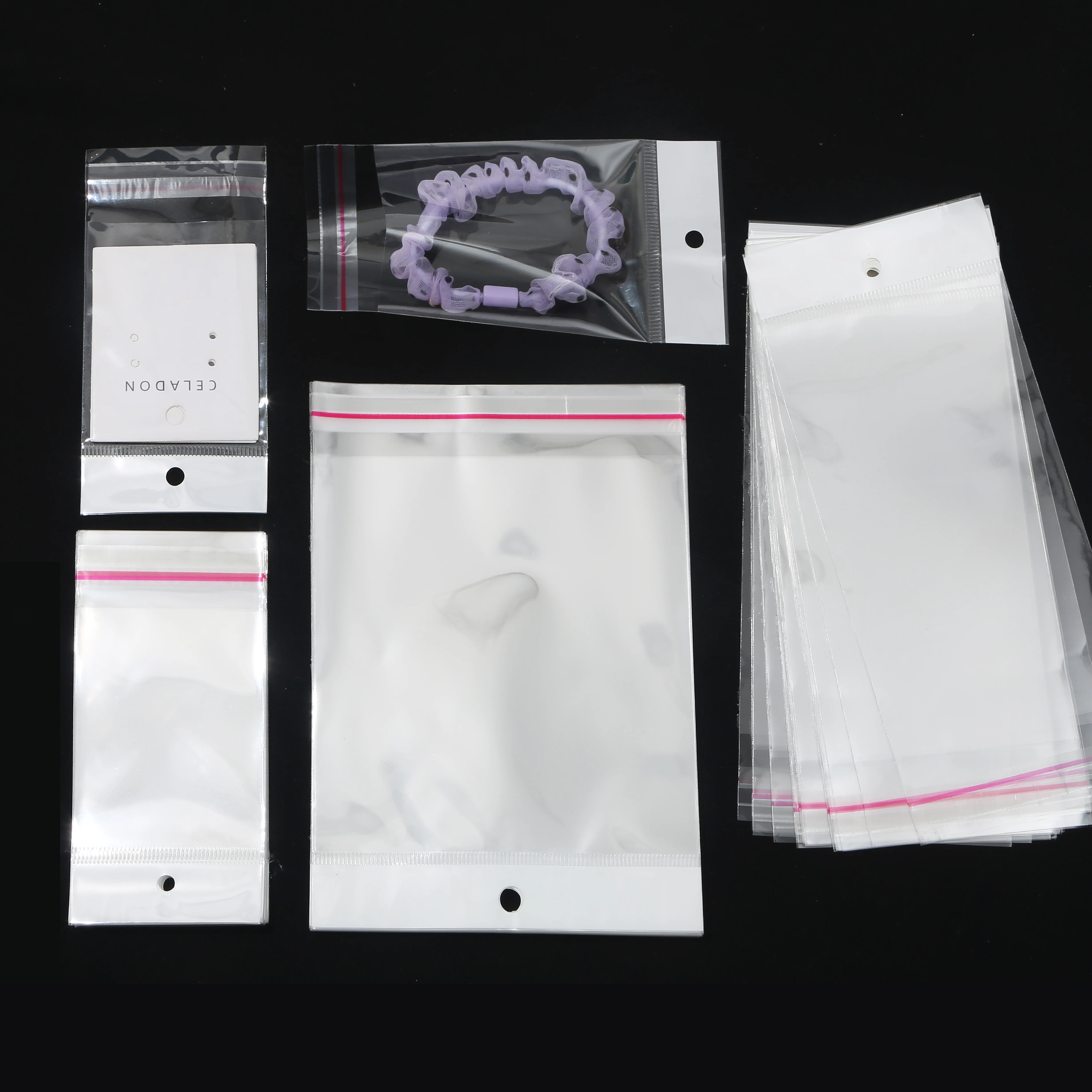 

100pcs Transparent 24 Styles Self Adhesive Seal Plastic Storage Bag OPP Poly Pack Bag With Hang Hole Retail Packaging Pouches