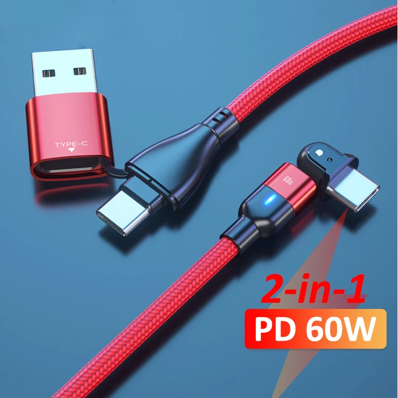 

USB-кабель с поворотом на 180 градусов для быстрой зарядки, 60 Вт