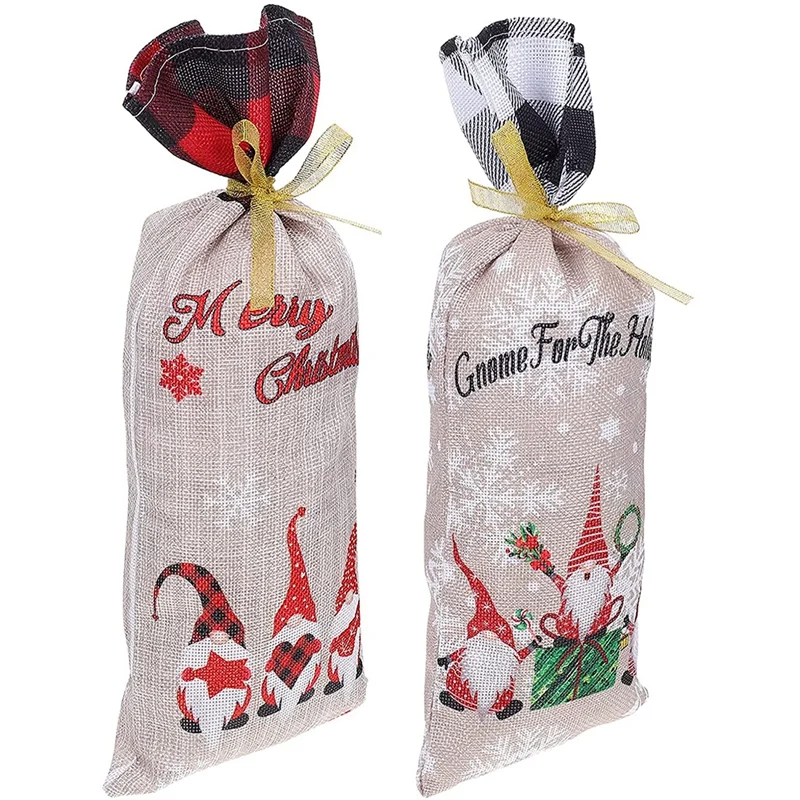 

2Pcs Wine Bottle Cover,Christmas Wine Bottle Dress,Wine Decoration Cover Gift Bags for Christmas