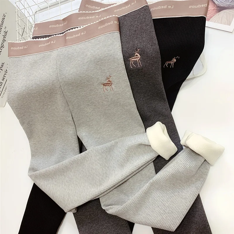 Женские теплые леггинсы Осень зима 2019 флисовые брюки из шкуры ягненка