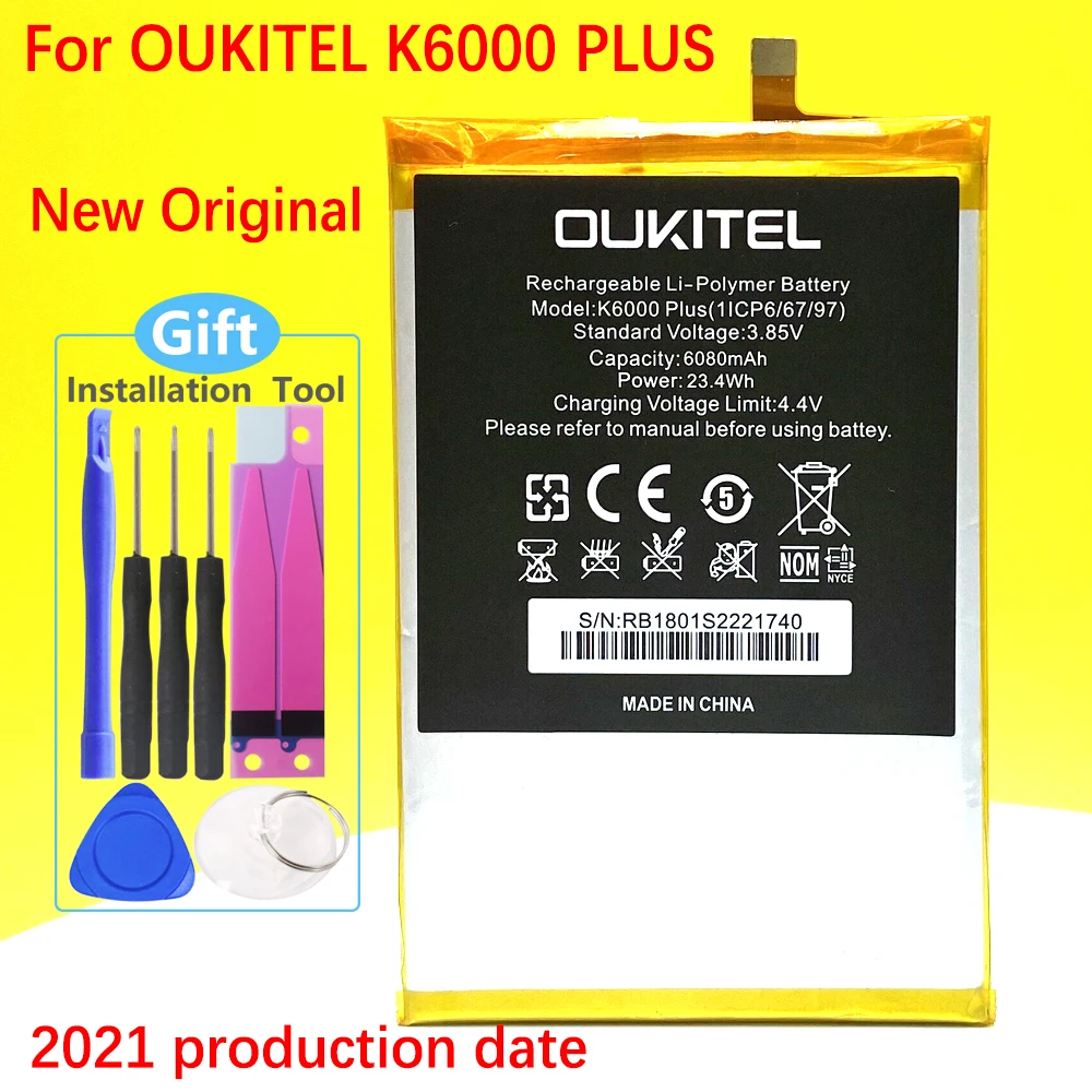 

100% Новый оригинальный 6080mAh K 6000 PLUS аккумулятор для Oukitel K6000 PLUS мобильный телефон высокое качество + трек-код
