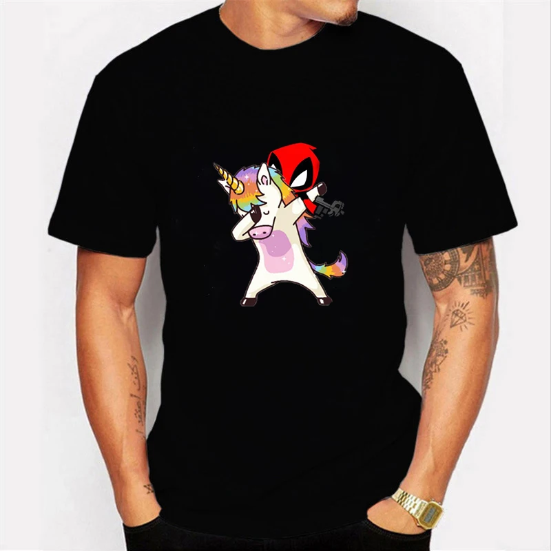 Мужская футболка в стиле Харадзюку повседневная короткая с надписью I Am Unicorn