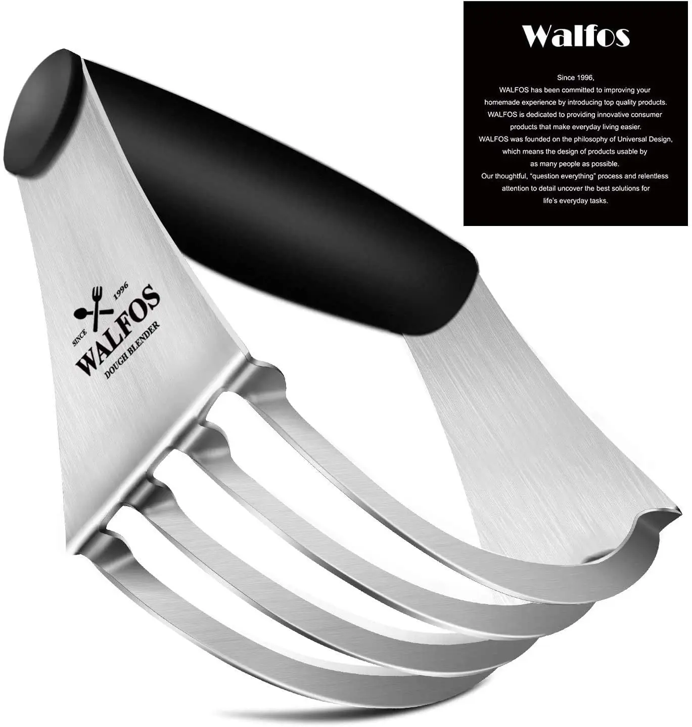 

WALFOS Dough Blender Multi-Purpose Pastry Cutter Heavy Duty Stainless Steel and Non-Slip Handle Dough Cutter Perfect For Pastry