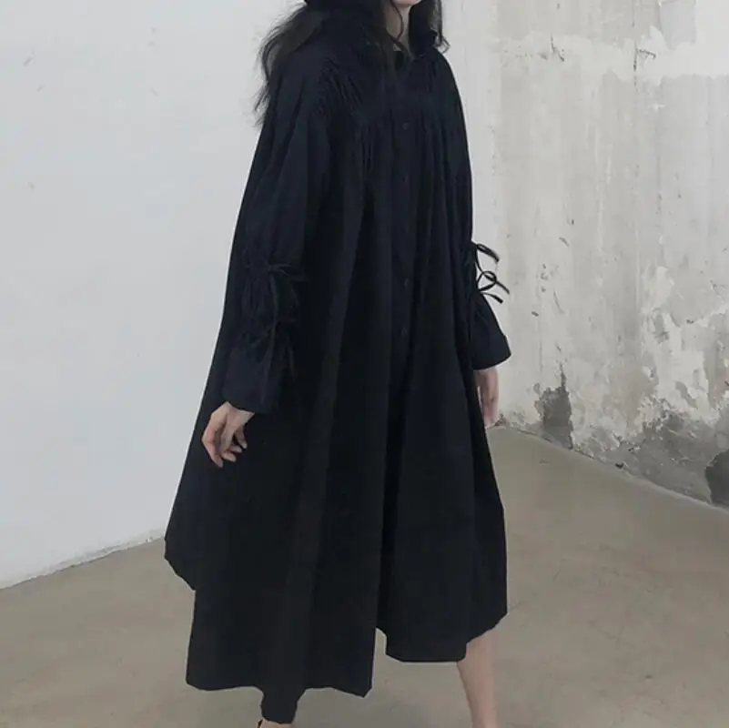 

Hot / Summer Women New Fashion Personalized customization Loose single-breasted drawstring long-sleeved shirt