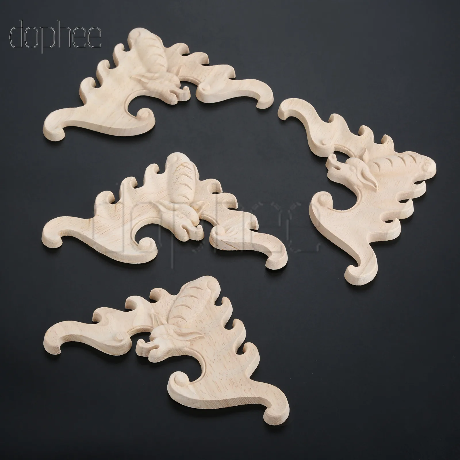 

Dophee 1/2 пара 12*12 см винтажная деревянная резная угловая мебель Настенный декор Неокрашенная рамка аппликация