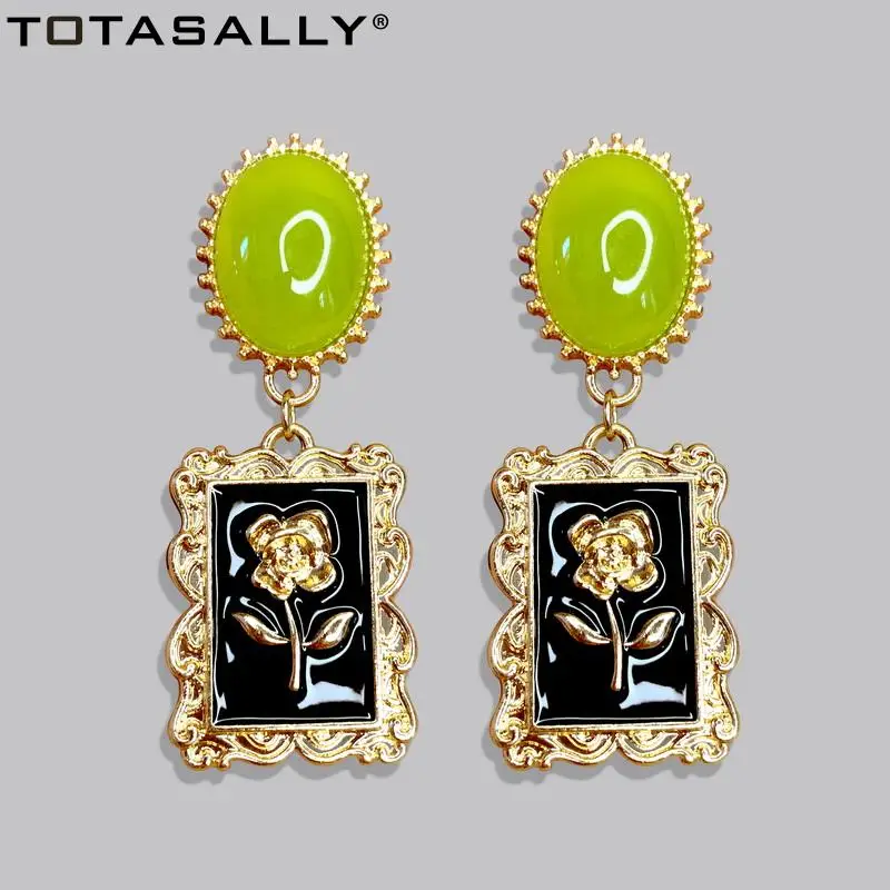 

TOTASALLY Women's Statement Earrings сережки женские Enamel Rose Frame Cocktail Earring Lady Special Anniversary Gifts Dropship