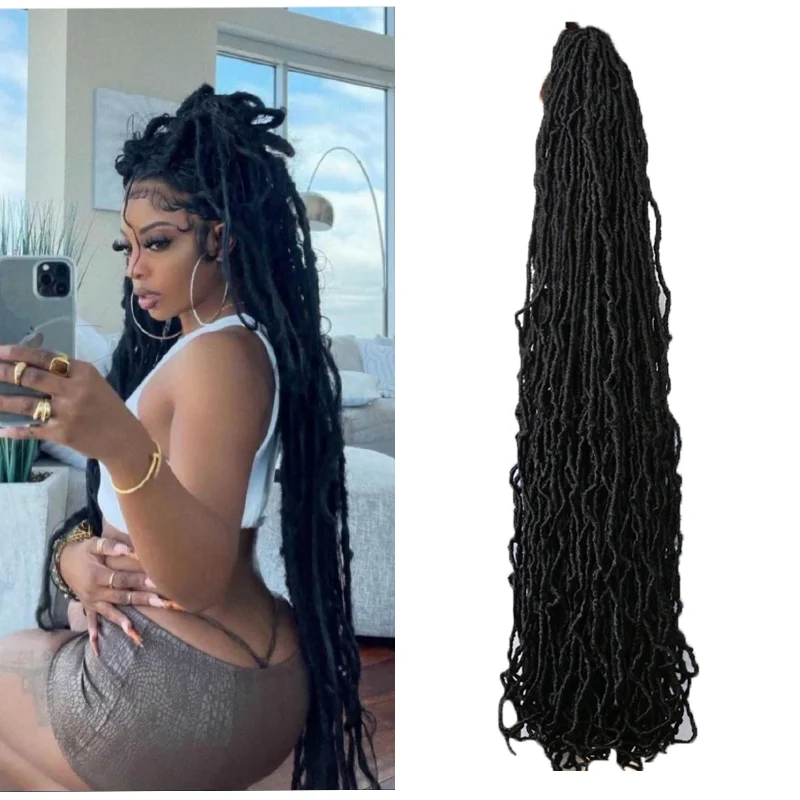 

Crochet Hair 14 18 36 Inch Long Soft Faux Locs Braids Beauty Curly Dreadlock Synthetic Braiding Hair Extensions For Woman