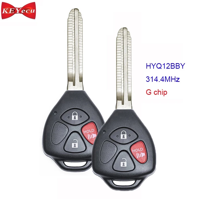 

KEYECU 2pcs for Toyota 4Runner Highlander Rav4 Yaris Remote Key Fob 314.3MHz HYQ12BBY G Chip
