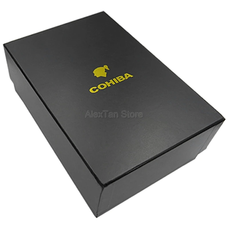 Чехол для сигар от бренда COHIBA, портативный, из испанского кедра, дерева, хьюмидор, кожа, для путешествий, с увлажнителем, зажигалка, резак