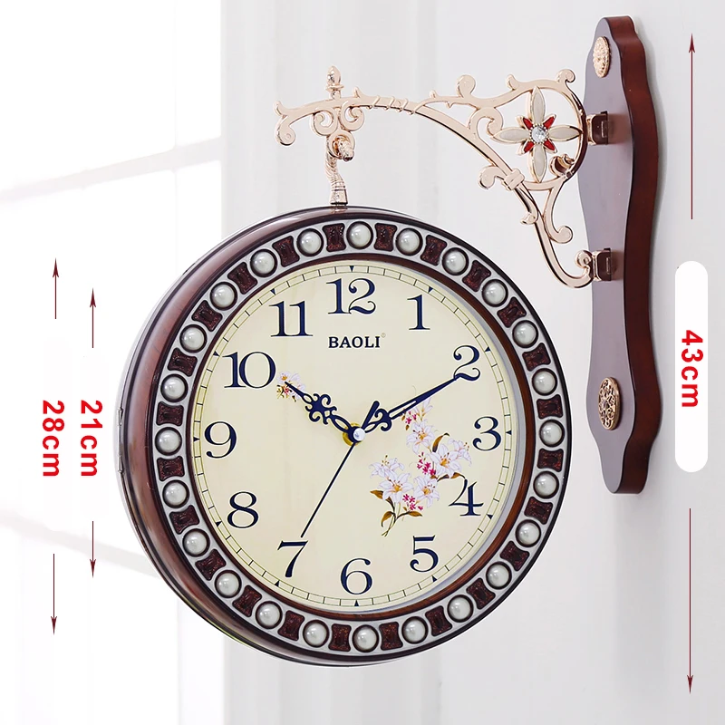 clock 7 Настенные часы с двойным лицом, европейские, для гостиной, кабинета, винтажные часы, современный дизайн, аксессуары для украшения дома, цифровые часы - Цвет: clock 7