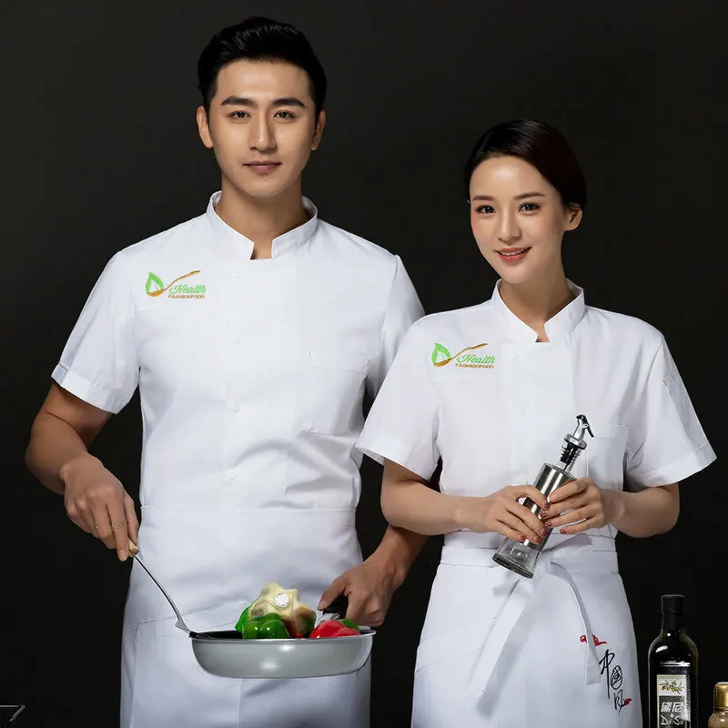 

Canteen chef uniform male short-sleeved summer hotel hotel restaurant after air absorb sweat chef's kitchen thin model