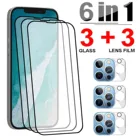 6 в 1 закаленное стекло для Iphone 13 Pro Max защита для экрана полное покрытие стекло 3d пленка для объектива камеры для Apple Iphone 13 Mini стекло