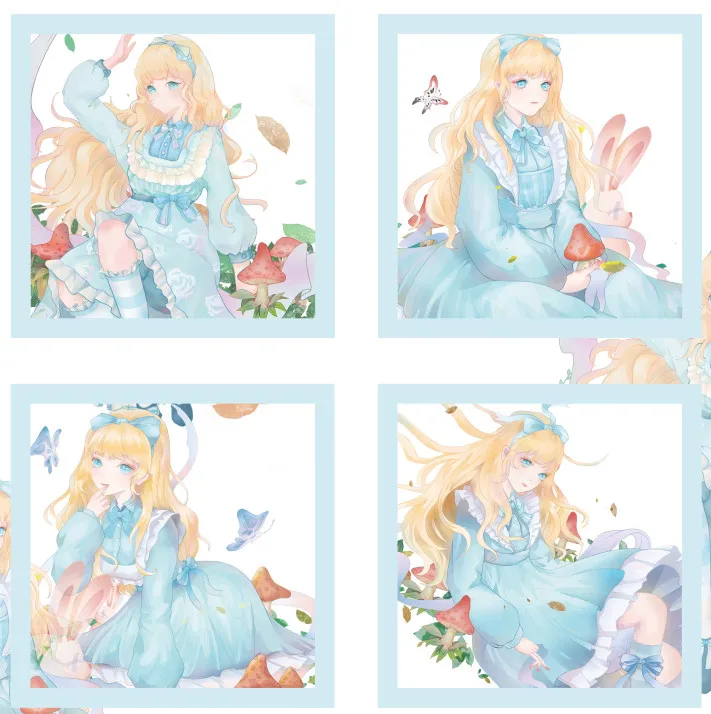 

7CMX2M Cute Girl Blue Alice Decorative PET Tape