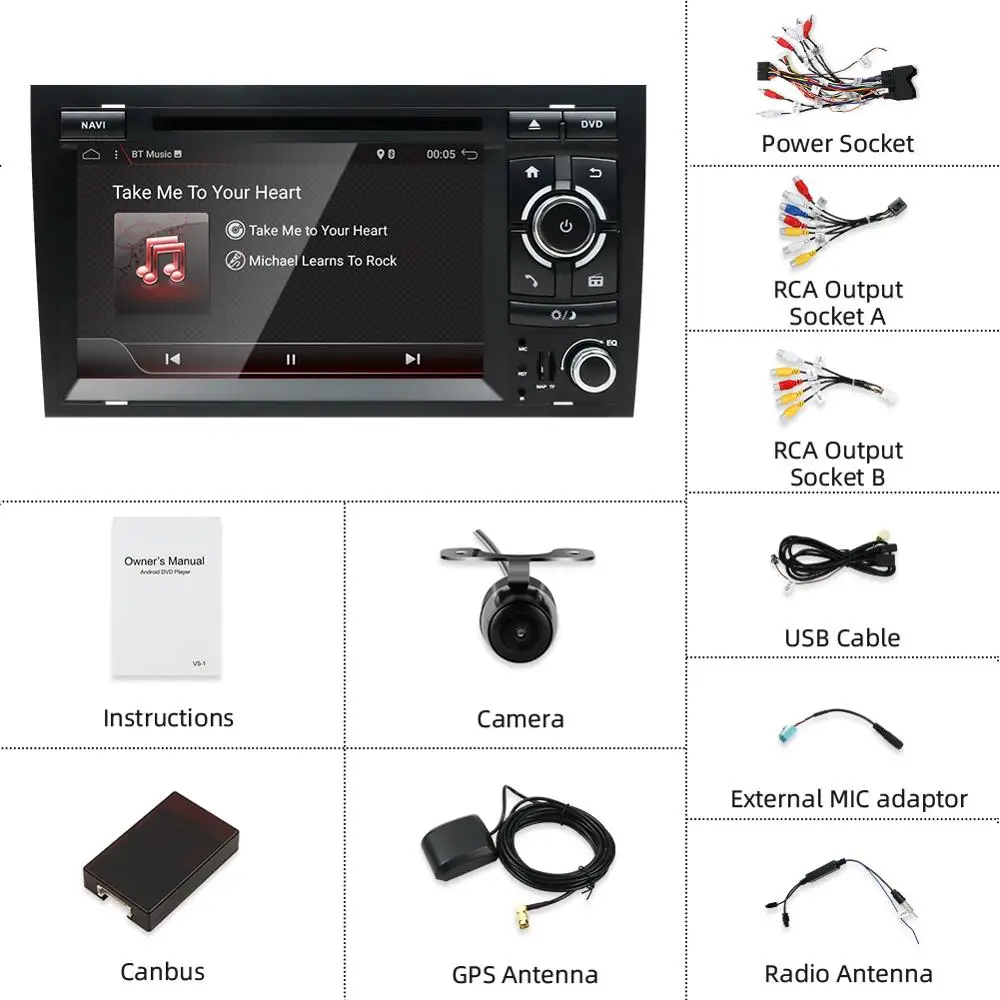 2din четырехъядерный 7 дюймов Android 10 0 автомобильный DVD плеер для Audi A4 GPS навигация