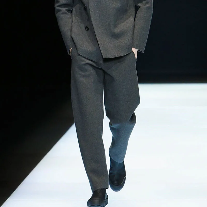 

Осенне-зимние деловые повседневные мужские шерстяные брюки-карандаш модные шерстяные брюки шаровары зауженные брюки облегающие высококлассные на заказ