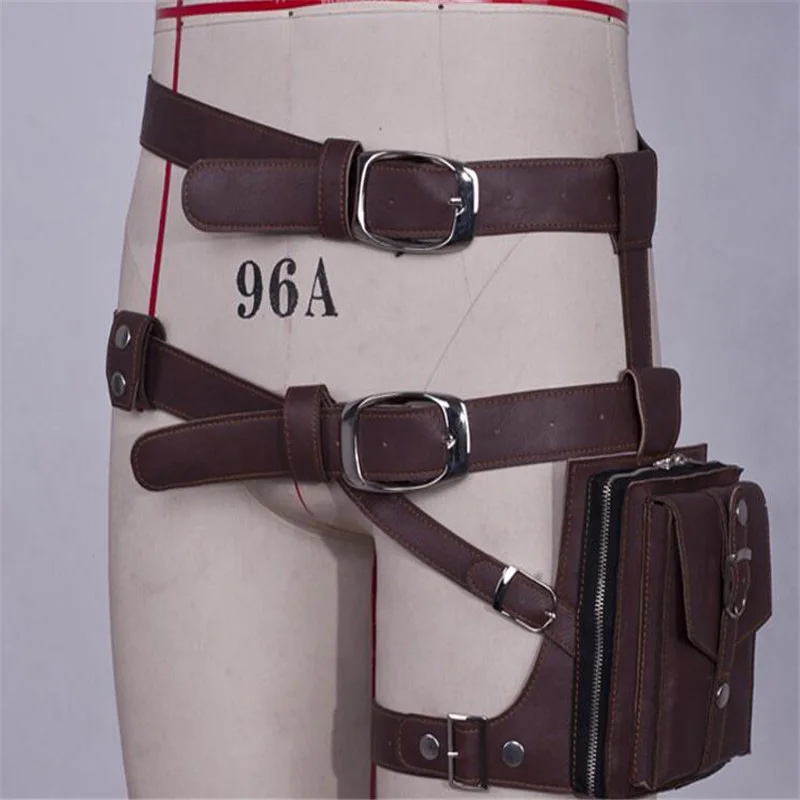 Brown Waist bag PUBG поясная сумка Playerunknown's Battlegrounds, женские кожаные сумки, Подарочный Брелок для ключей, для взрослых, Мужская поясная сумка, костюмы для косплея - Цвет: Brown Waist bag