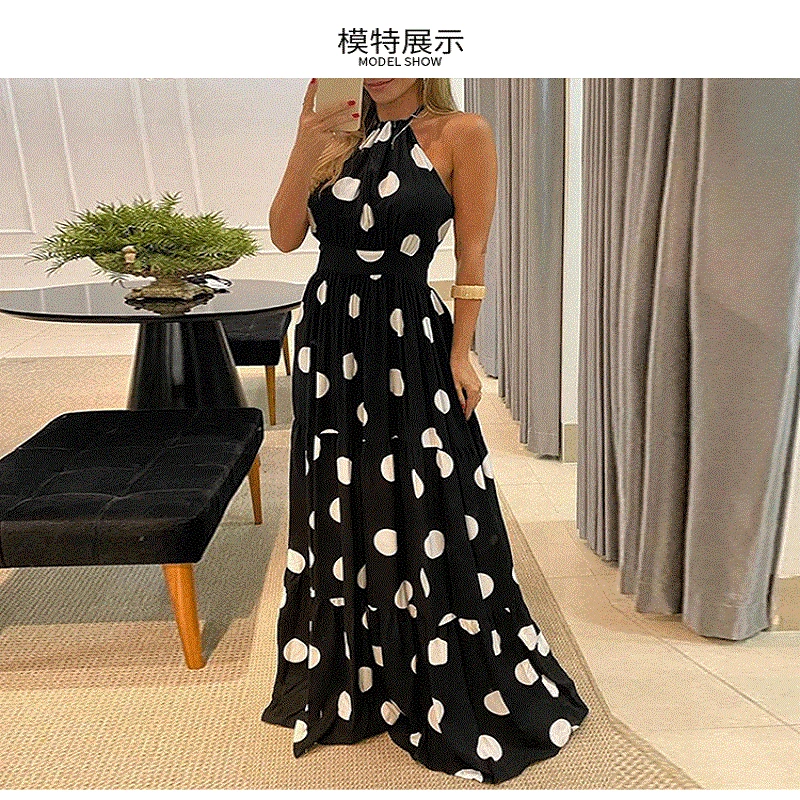 

Женское винтажное вечернее платье, черное платье в горошек с завязкой на поясе и пышной юбкой, на шнуровке, весна-лето 2019
