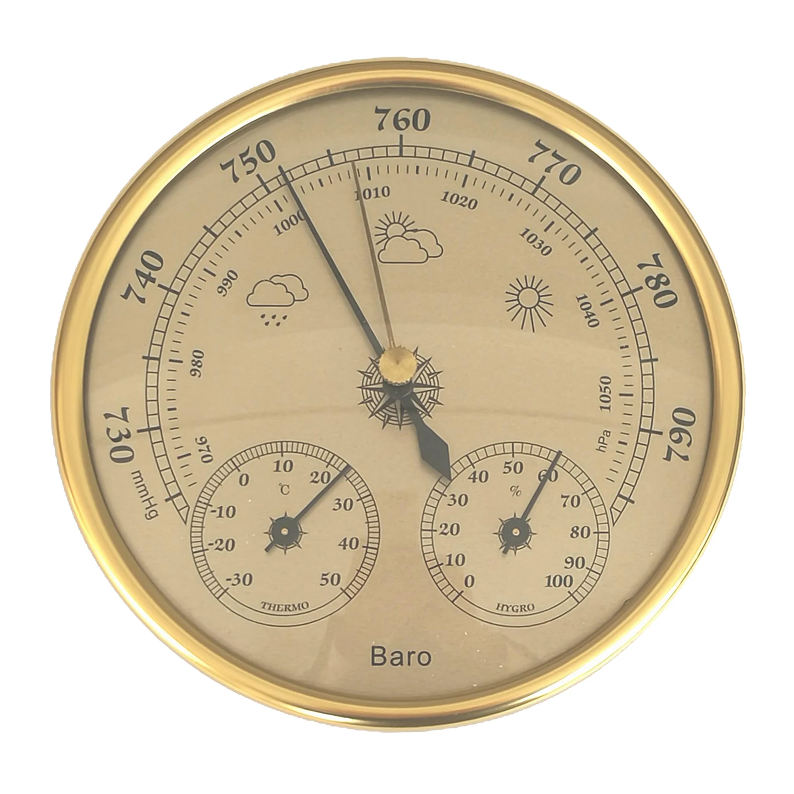 

3in1 Weather Station for Indoor & Outdoor use - Alloy Barometer Thermometer Hygrometer Monitor - 13CM