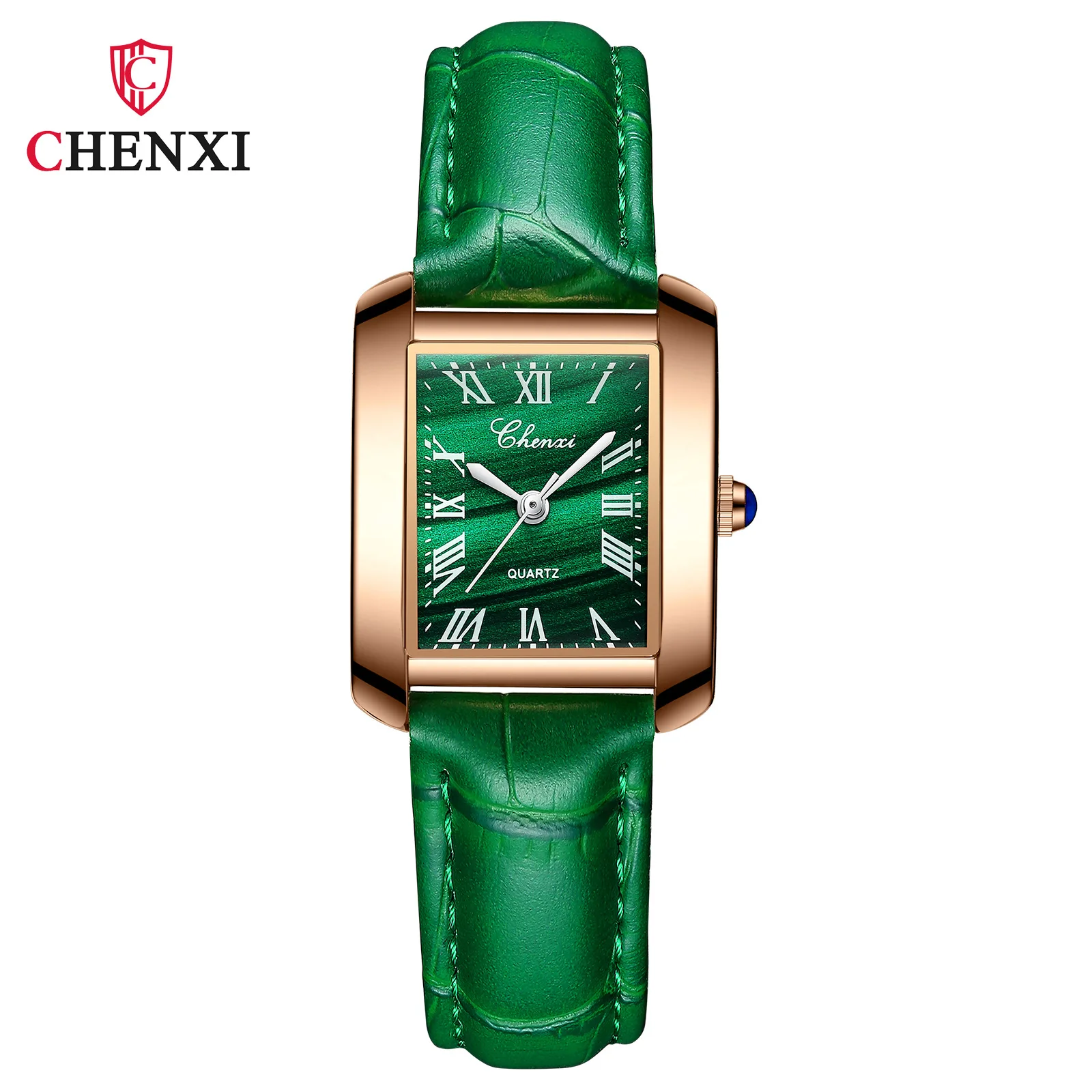 

2021 New Fashion Green Design Women Quartz Watches Genuine Leather Waterproof Ladies Watch Elegant Female Clock montre femme