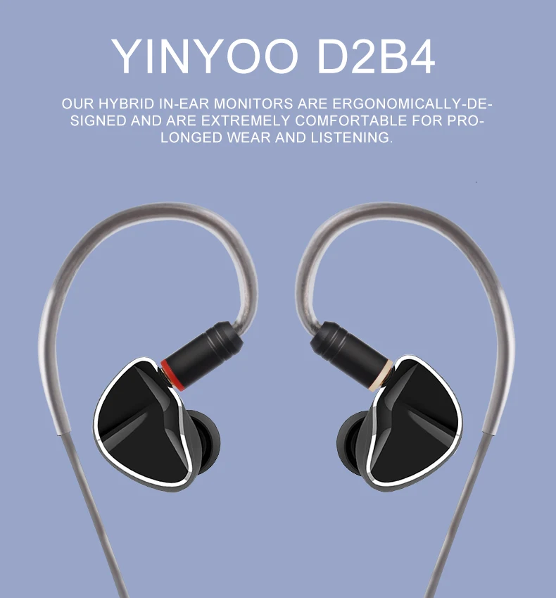 Yinyoo D2B4 2DD+ 4BA 10 мм графеновая диафрагма динамический Гибридный в ухо наушник HIFI DJ монитор наушники с новым модернизированным кабелем