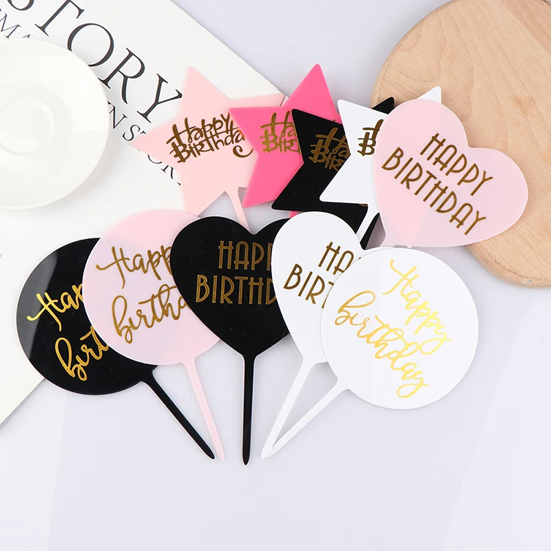 

1Pc HAPPY BIRTHDAY Acrylic Cake Topper Dessert Baking Party Decoration 2021