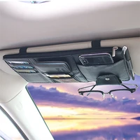 pu leather car sun visor storage clip visor organizer for car cards sunglasses holder box auto sunshade storage bag accessories