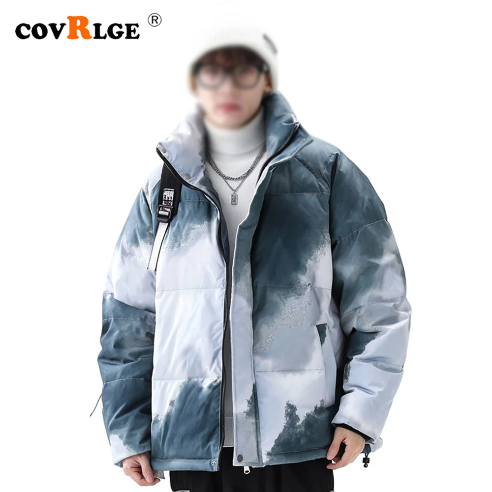 

Куртка Covrlge Мужская зимняя, свободный пуховик в гонконгском стиле, с воротником-стойкой, с поясом-краской, MWY038