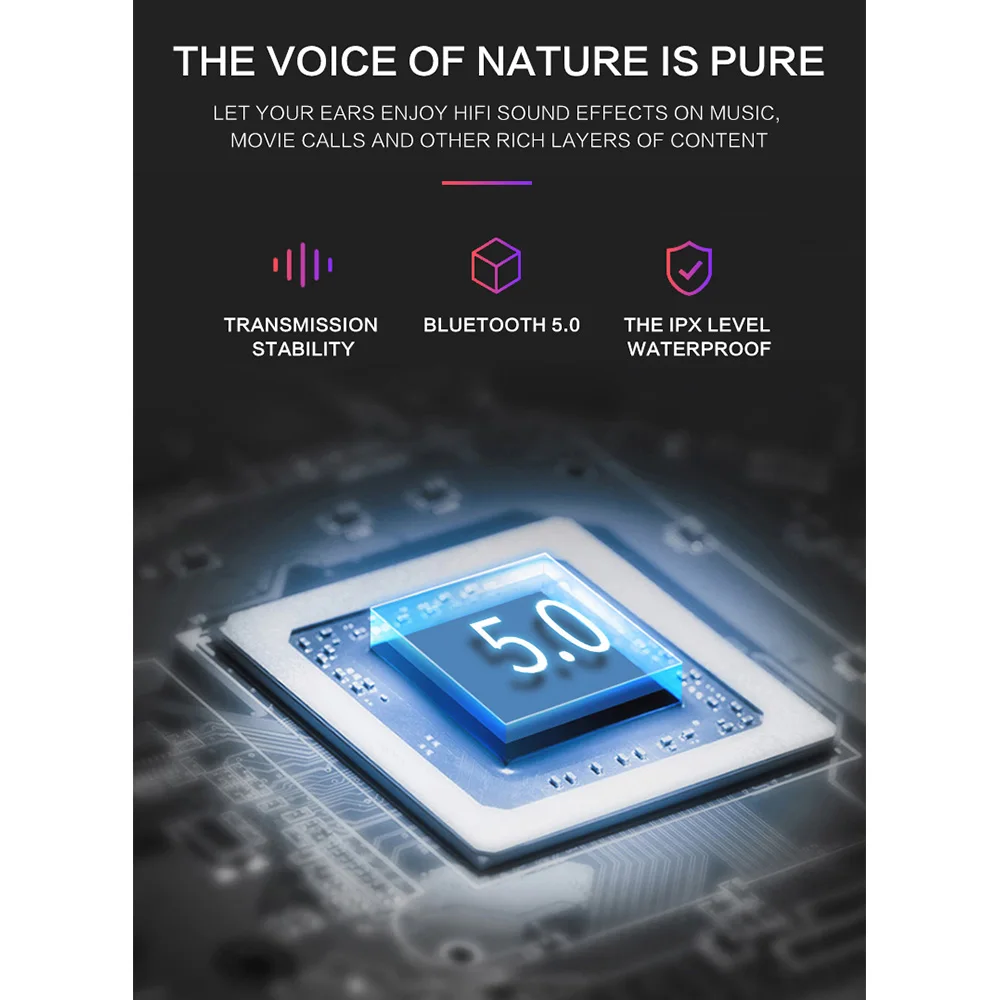 Bluetooth V5.0, беспроводные наушники, стерео Спортивные Беспроводные наушники, наушники, гарнитура, 2000 мАч, мощность для iPhone, Xiaomi