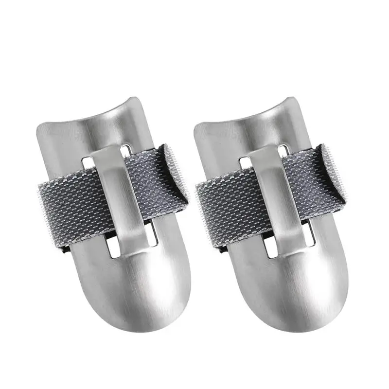 Наконечники для пальцев на кухню (2 шт.), настраиваемые, из нержавеющей стали, инструменты для защиты ногтей при нарезке, нарезании, очистке и обдирании (Артикул A35).