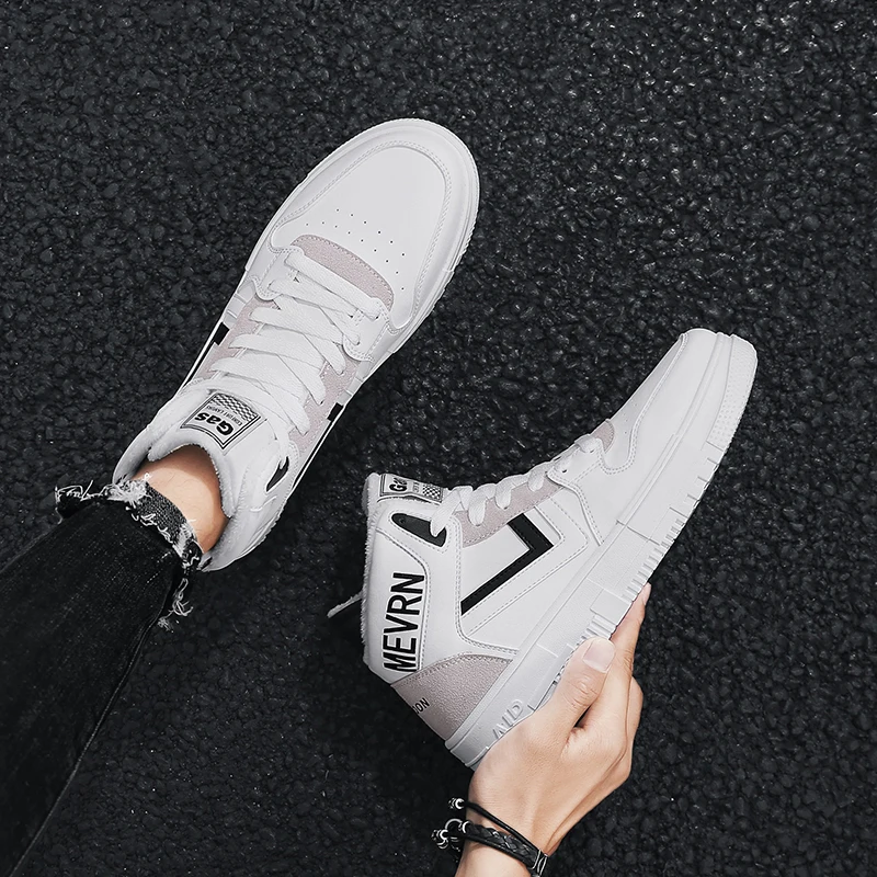 Мужские зимние высокие кроссовки CYYTL с мехом трендовая кожаная обувь для