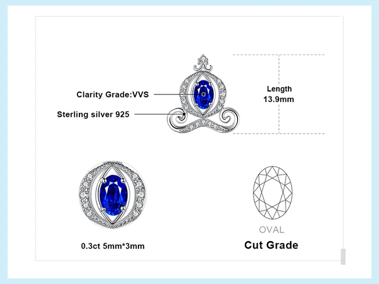 JewelryPalace тыквы каретки 0.5ct создан сапфировые серьги 925 пробы серебро Мода рождественские украшения подарок для Для женщин