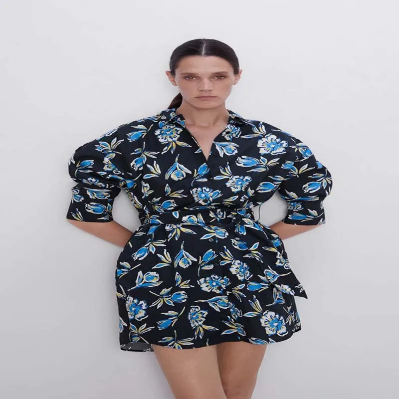 Лидер продаж новый модный винтажный буф короткий рукав отложной воротник черный