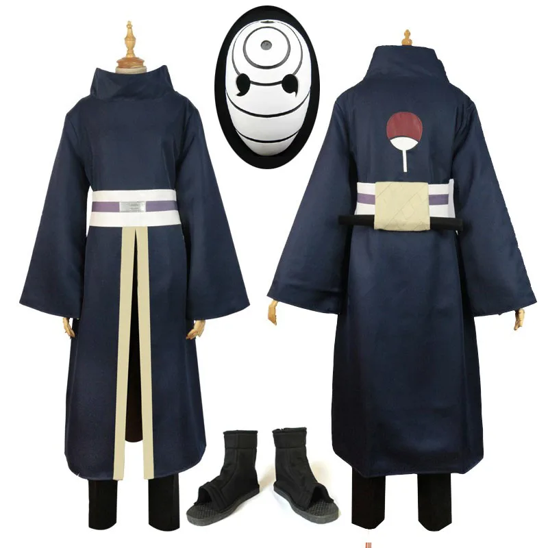 Аниме Наруто Учиха Obito Косплэй костюм с маска шлем обувь героя аниме ниндзя