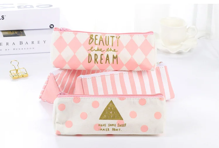 

Яркий прозрачный розовый холщовый пенал в клетку, чехол для хранения, Детские канцелярские принадлежности, офисные и школьные принадлежнос...