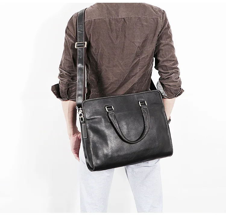 

Genuine leather men fashion large capacity briefcase laptop bag