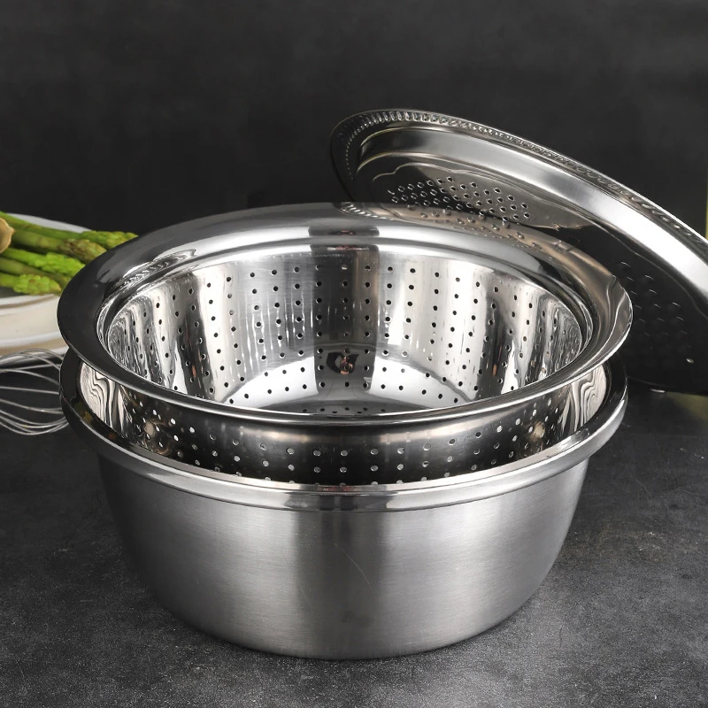 

Strainer Salad bowl Stainless Steel Sieve Salad Silver Draining Cooking