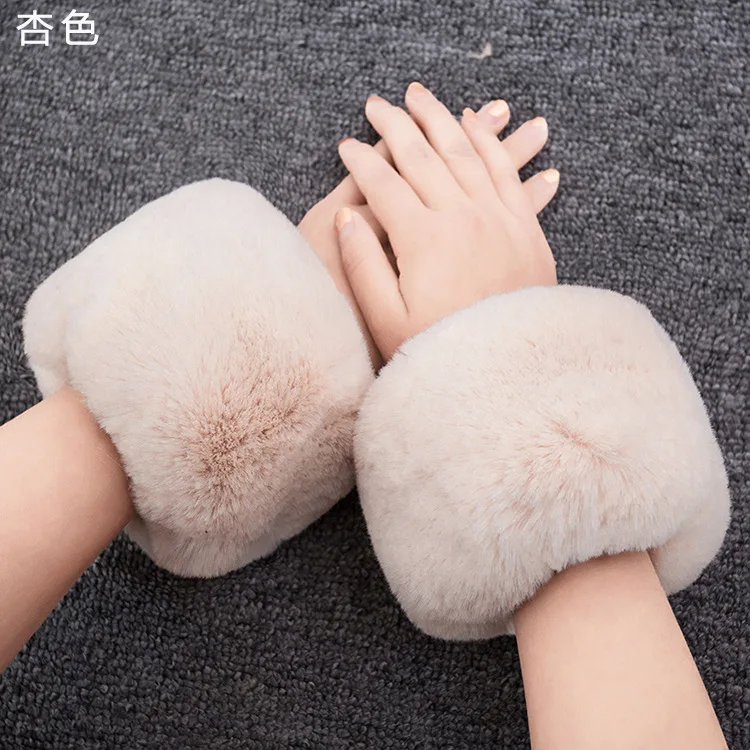 Qearlstar из искусственного кроличьего меха запястье для женщин утолщенные манжеты