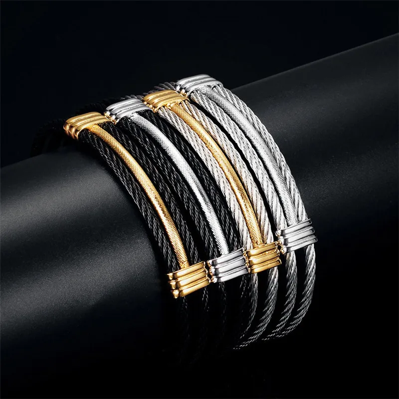 Браслет женский Modyle винтажный из нержавеющей стали в стиле панк трехслойный