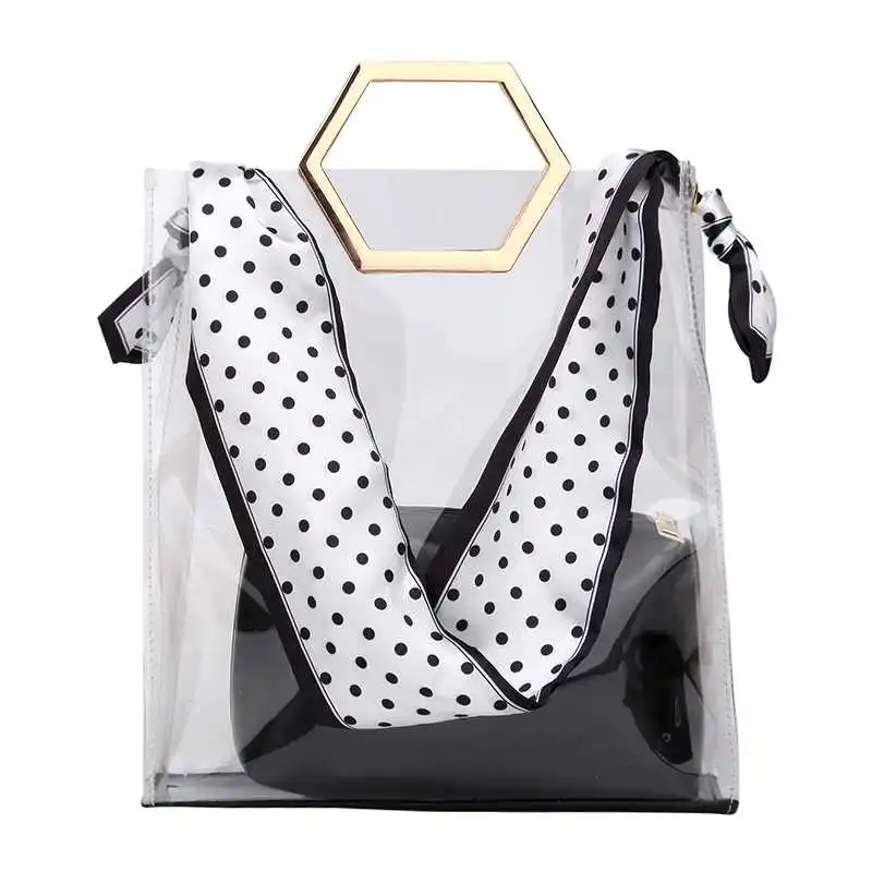 Прозрачная сумка для женщин, сумка-тоут из ПВХ, Желейная сумка, новые дизайнерские сумки, наплечная сумка с лентой, сумка-мессенджер, составн... от AliExpress WW